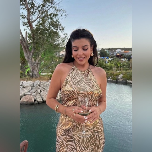 NWT Zara Gold Zebra Print Maxi Dress
Small Cross Back Detail - Picture 2 of 10